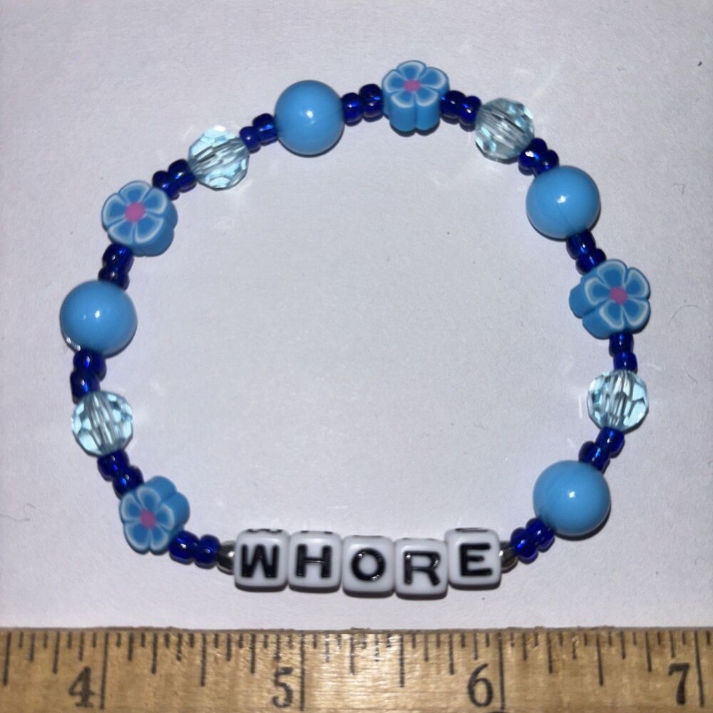 Multicolor “Wh*re” Bracelet Adult Humor Beaded Handmade Naughty Accessories